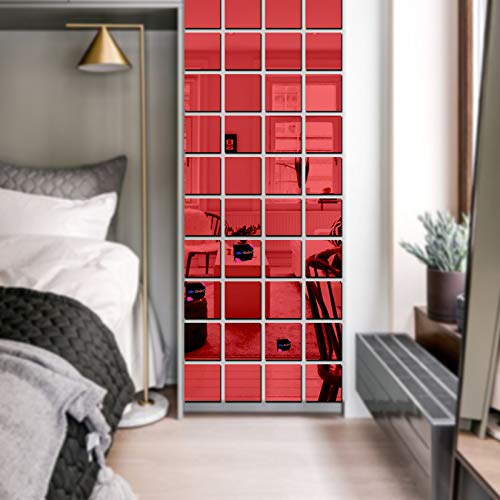 Bikri Kendra - Big Square Red 60-3D Acrylic Decorative Mirror Murals Wall Stickers - Image 4