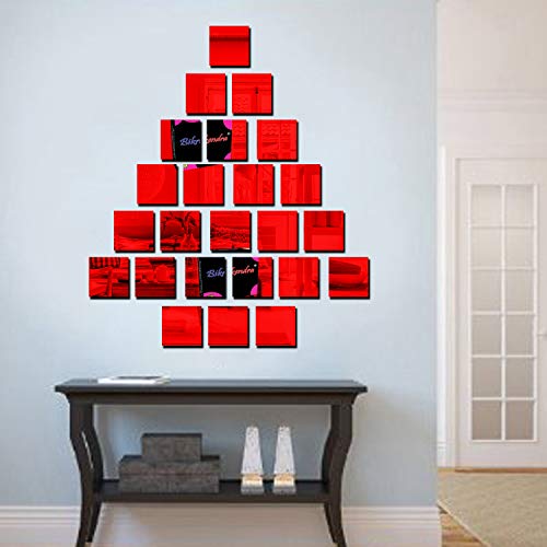 Bikri Kendra - Big Square Red 60-3D Acrylic Decorative Mirror Murals Wall Stickers - Image 5