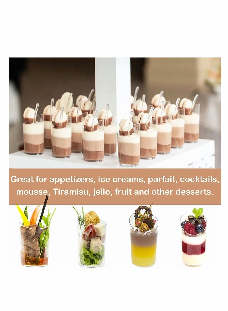Y&D Mini Angled Dessert Cups, 100Pcs 75ml Plastic Round Cups Clear Parfait Appetizer Cup Reusable Serving Bowl for Pudding Mousse Party (8.5 x 4.5cm) - Image 5