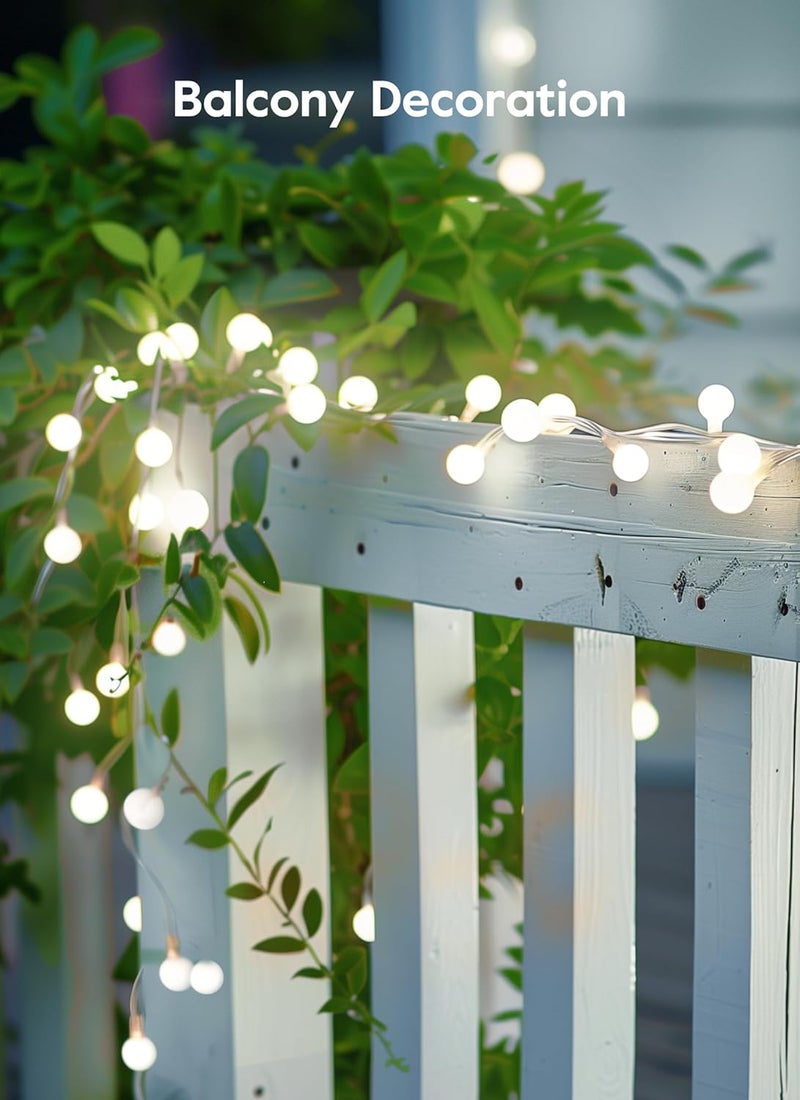 Brightown أضواء شمسية برايتاون خارجية مقاومة للماء 196 قدم 60 لمبة كروية أضواء شمسية متسلسلة للخارج 8 أوضاع أضواء شمسية خارجية للفناء والشرفة والأشجار والحفلات بيضاء نقية - Image 5