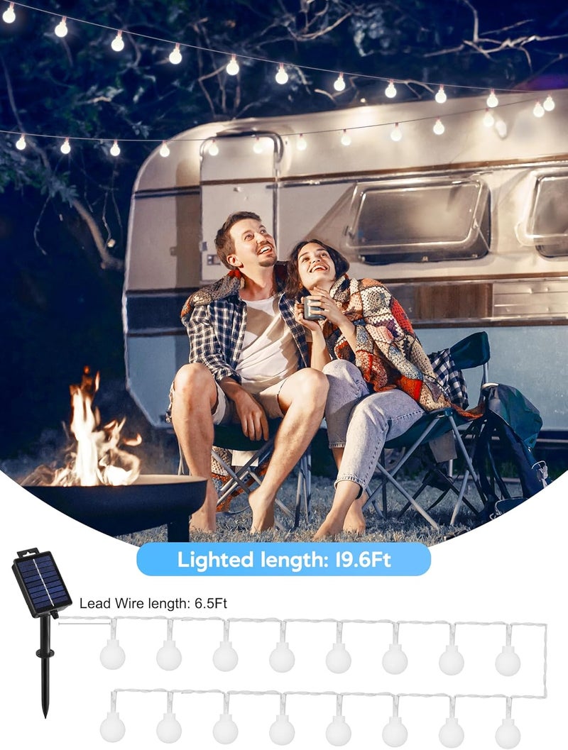 Brightown أضواء شمسية برايتاون خارجية مقاومة للماء 196 قدم 60 لمبة كروية أضواء شمسية متسلسلة للخارج 8 أوضاع أضواء شمسية خارجية للفناء والشرفة والأشجار والحفلات بيضاء نقية - Image 3