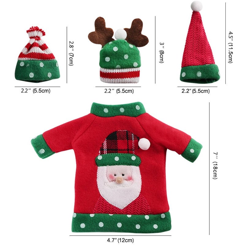 OurWarm PartyTalk 3pcs Ugly Sweater Christmas Wine Bottle Covers, Holiday Wine Bottle Sweater Cover with Hat for Ugly Christmas Sweater Party Decorations  - Image 2