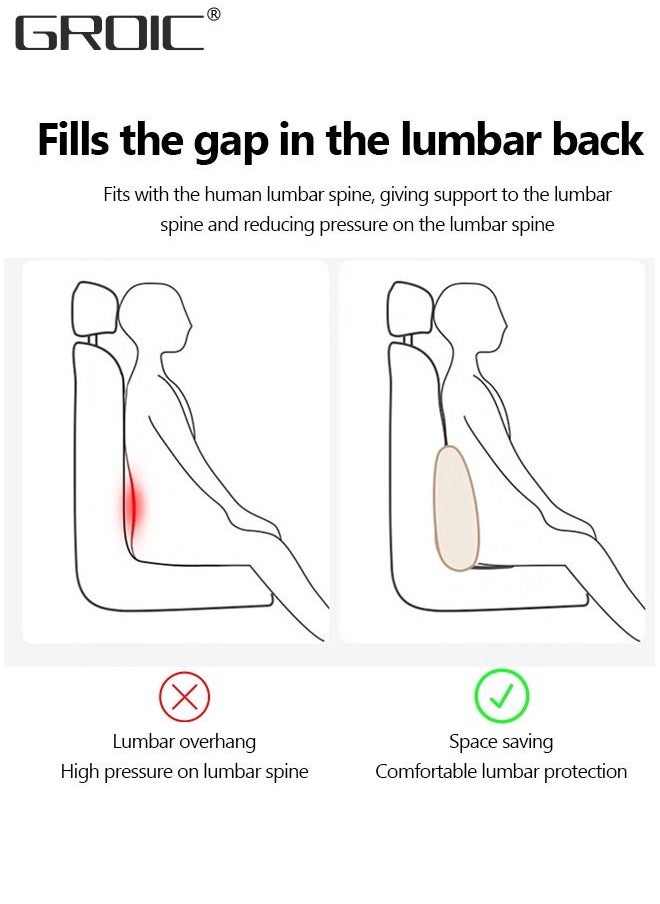 GROIC Lumbar Support Pillow for Car,Car Back Support,Memory Foam Low Back Cushion for Back Pain Relief,Automotive Interior  - Image 2