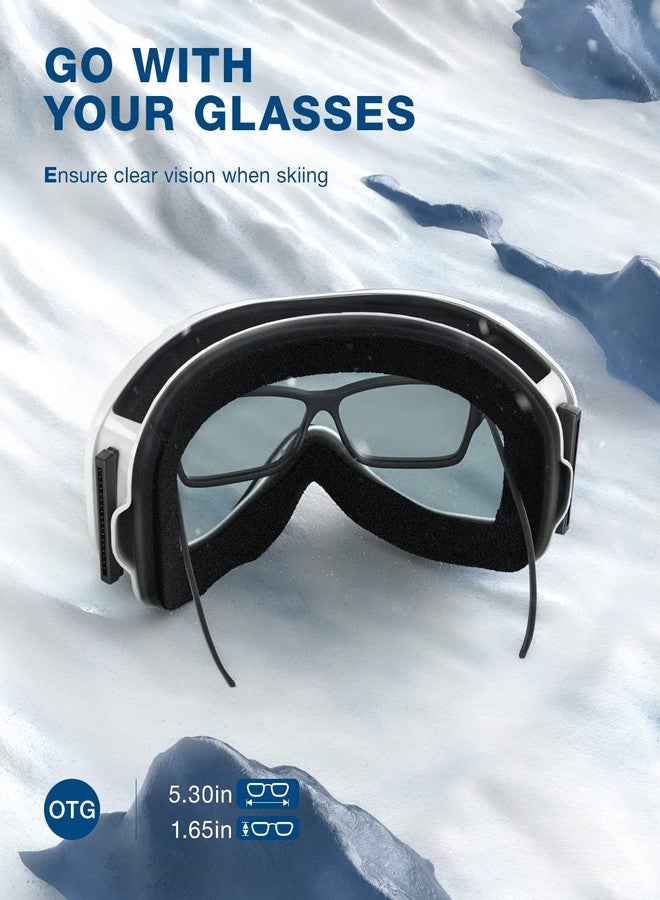ZIONOR Lagopus Ski Snowboard Goggles UV Protection Anti fog Snow Goggles for Men Women Adult Youth VLT 8.6% White Frame Silver Lens - Image 3