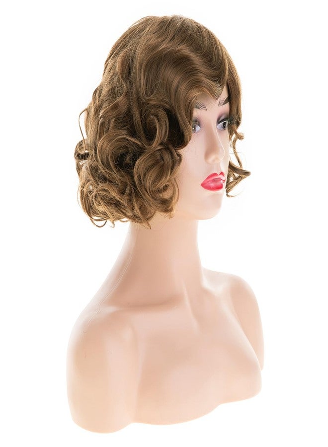 Dsimeig Short Curly Wavy Brown Wigs for Women Synthetic Natural Hair Wig Halloween Costume Cosplay - Image 4
