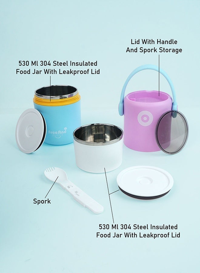 LITTLE SURPRISE BOX Little Surprise Box,Purple & Blue Handle Compact Stainless Steel Snack Tiffin Box For Kids And Adults,820Ml - Image 5