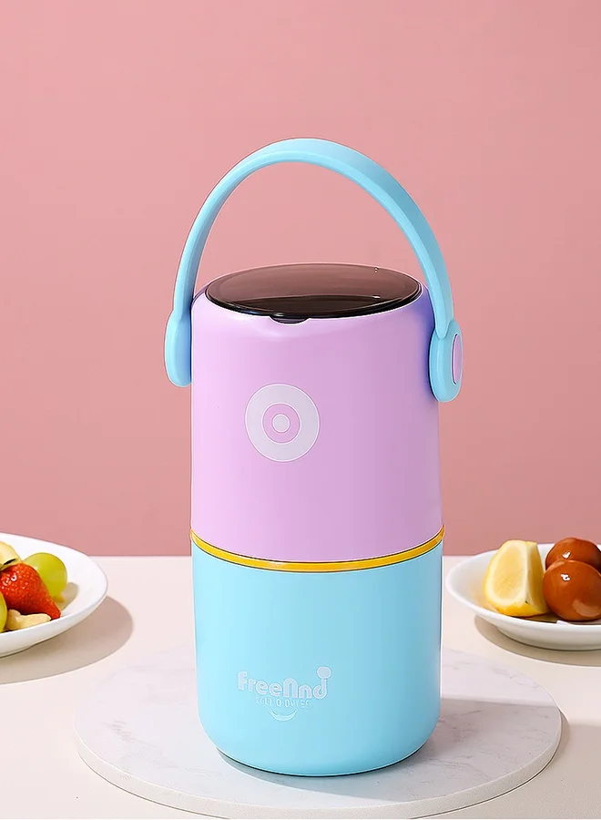 LITTLE SURPRISE BOX Little Surprise Box,Purple & Blue Handle Compact Stainless Steel Snack Tiffin Box For Kids And Adults,820Ml