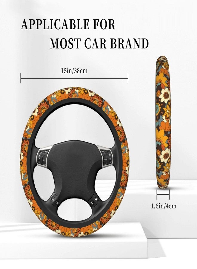 KARREAL Bohemian Flowers Elastic Steering Wheel Cover, Non-slip Breathable Neoprene Steering Wheel Covers, Women Car Accessories, Universal 15 Inch Fit Auto, Suvs, Truck - Image 4