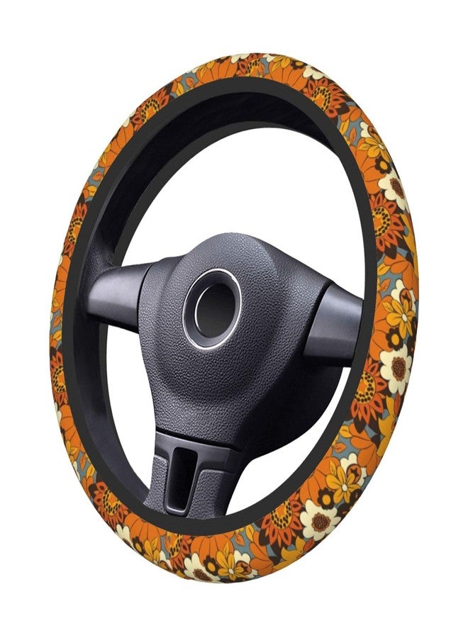 KARREAL Bohemian Flowers Elastic Steering Wheel Cover, Non-slip Breathable Neoprene Steering Wheel Covers, Women Car Accessories, Universal 15 Inch Fit Auto, Suvs, Truck - Image 2