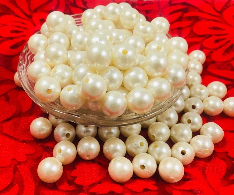 Evisha Around 300 pcs White Pearl Beads Big Size 200g for Art and Craft and jewelery Making - Image 3