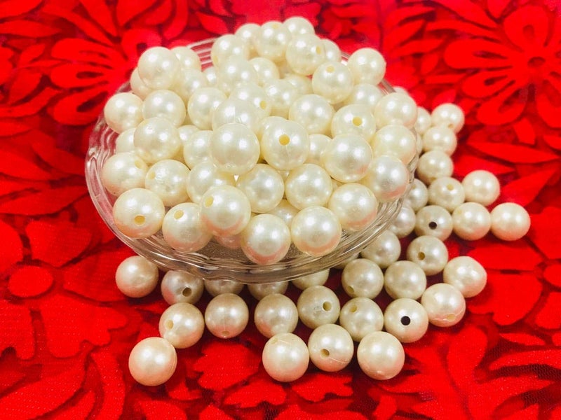 Evisha Around 300 pcs White Pearl Beads Big Size 200g for Art and Craft and jewelery Making - Image 2