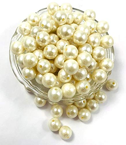 Evisha Around 300 pcs White Pearl Beads Big Size 200g for Art and Craft and jewelery Making - Image 4