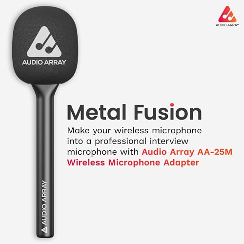 Audio Array AA-25 Metal Handheld Microphone Interview Adapter with Wind Shield for Wireless Lapel Microphones | Supports, Rode Go, DJI, Hollyland mics etc | Foam Cover with Built-in Cold Shoe Mount - Image 2