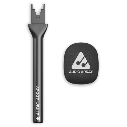 Audio Array AA-25 Metal Handheld Microphone Interview Adapter with Wind Shield for Wireless Lapel Microphones | Supports, Rode Go, DJI, Hollyland mics etc | Foam Cover with Built-in Cold Shoe Mount - Image 1