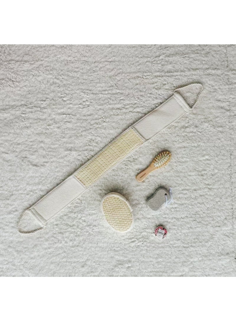 haoda 5-Piece Bath & Shower Gift Set |Reusable Wooden Hammam Gift Set - All-In-One Bath Spa Kit With Back Scrubber Scrub Stone Loofah Comb Unisex Perfect Festive Gifting For Eid Ramadan - Image 3