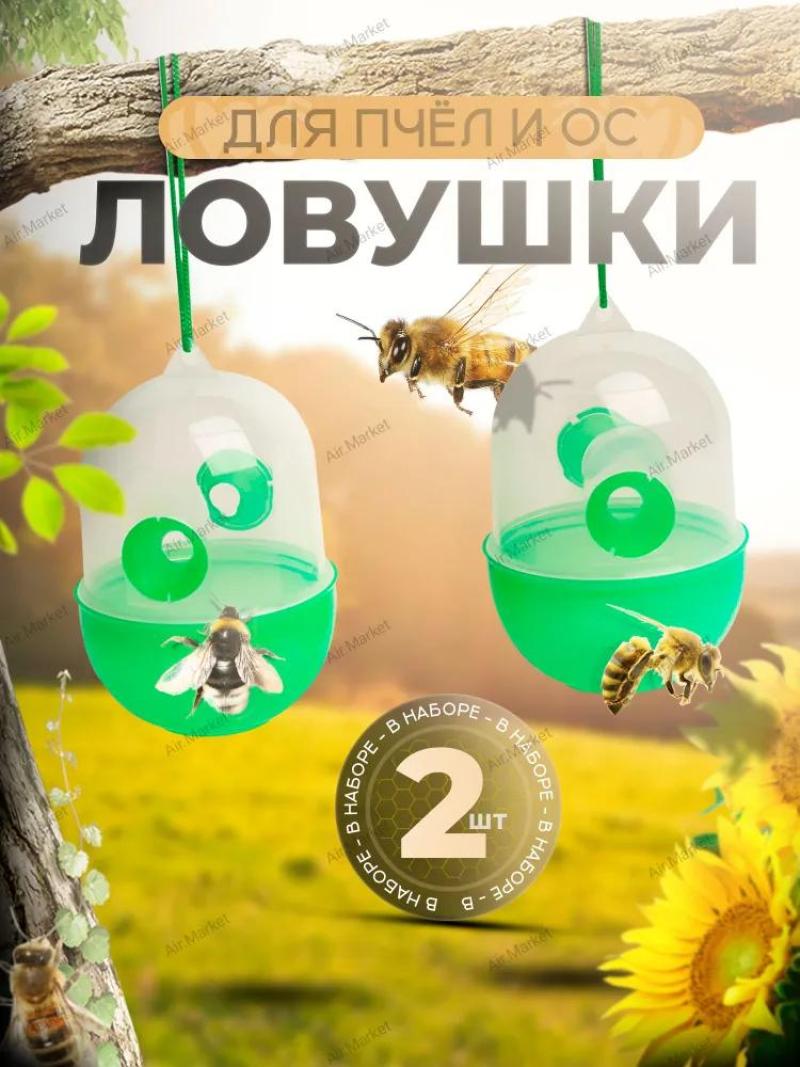 Wasps Trap 2pcs Transparent Green - Humane & Reusable Flying Insects Trap for Cottage Garden, Vegetable Patch & Outdoor Summer Protection - Image 2