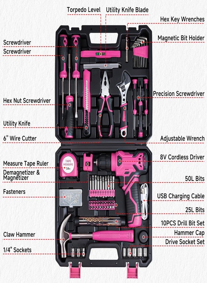 prekull Drill Set - Home Tool Kit with Drill, Hand Tool Kits - pink - Image 5