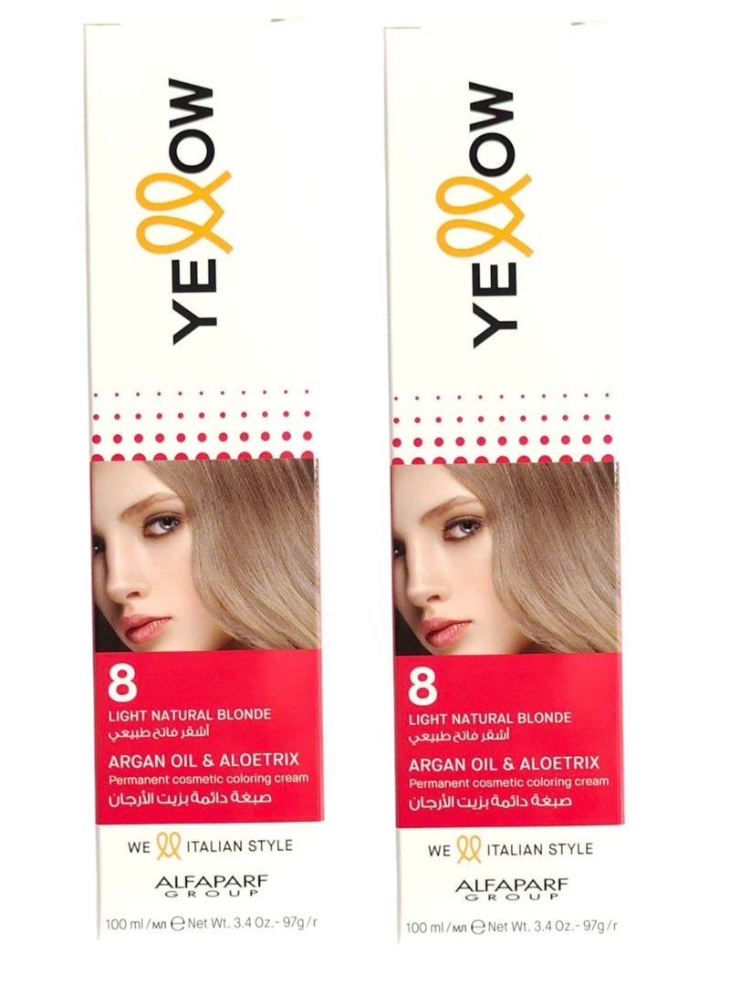يلو قطعتين من صبغة الشعر الدائم 8 اللون اشقر فاتح طبيعي  100x2 مل - Image 1