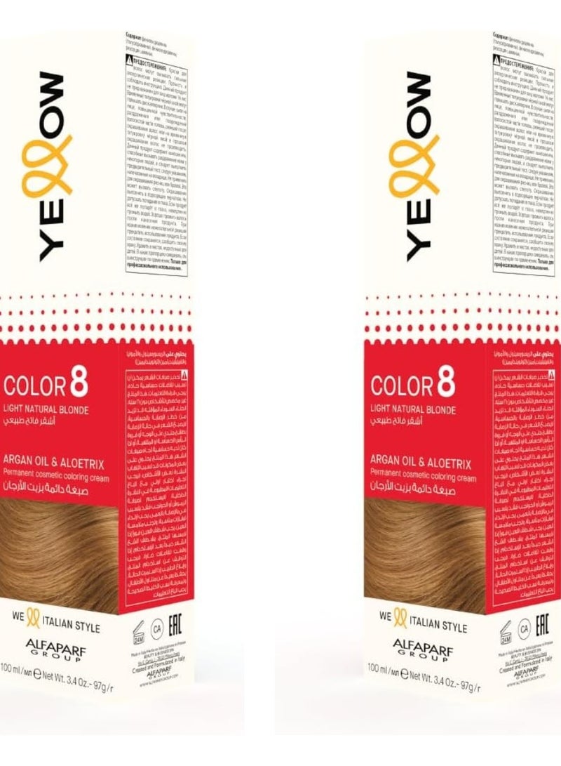 يلو قطعتين من صبغة الشعر الدائم 8 اللون اشقر فاتح طبيعي  100x2 مل - Image 2