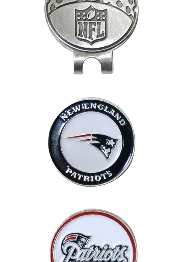 Team Golf NFL New England Patriots Cap Clip with 2 Double-Sided Enamel Magnetic Ball Markers