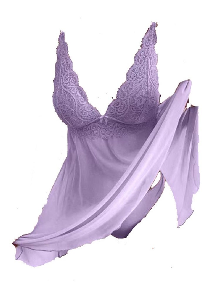 Generic - Women  Spaghetti Strap V Neck Floral Lace Cami Night Dress - Image 1