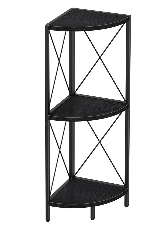 Snughome Corner Shelf with Metal Frame, 3 Tier Corner Storage Organizer, Freestanding Corner Bookshelf Stand Display Rack for Kitchen, Living Room, Black - Image 1