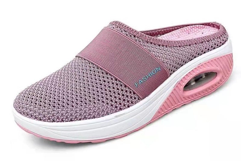 Plus Size Heel-Less Pedal Women'S Lazy Thick-Soled Air Cushion Hollow Mesh Breathable Baotou Half Drag Women - Image 1