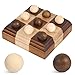 Kuabiz Tic Tac Toe Decor 8x8 Inch Wooden Tic Tac Toe Board Classic Wooden Family Board Coffee Table Decor Livingroom Checkered Modern Boards for Family Adults Activities Brown Wood - Image 2