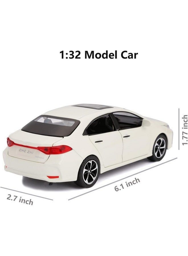 ATRI 1:32 Die Cast Model Corola Metal Pull Back Car with Lights Sound Open Door White Pack of 1 - Image 2
