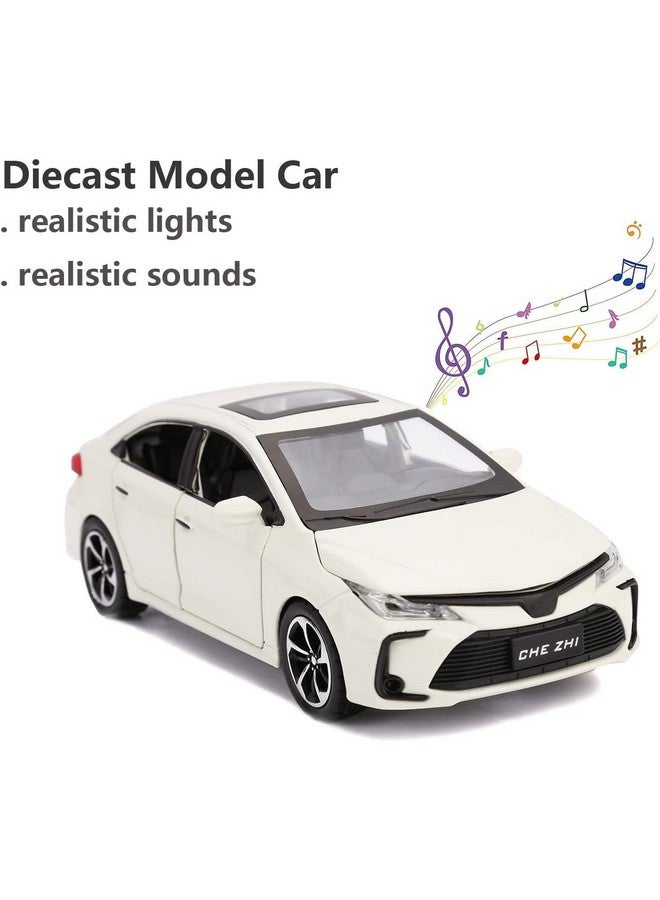 ATRI 1:32 Die Cast Model Corola Metal Pull Back Car with Lights Sound Open Door White Pack of 1 - Image 3
