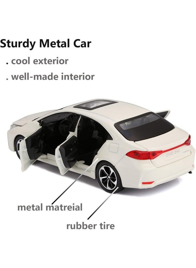 ATRI 1:32 Die Cast Model Corola Metal Pull Back Car with Lights Sound Open Door White Pack of 1 - Image 4