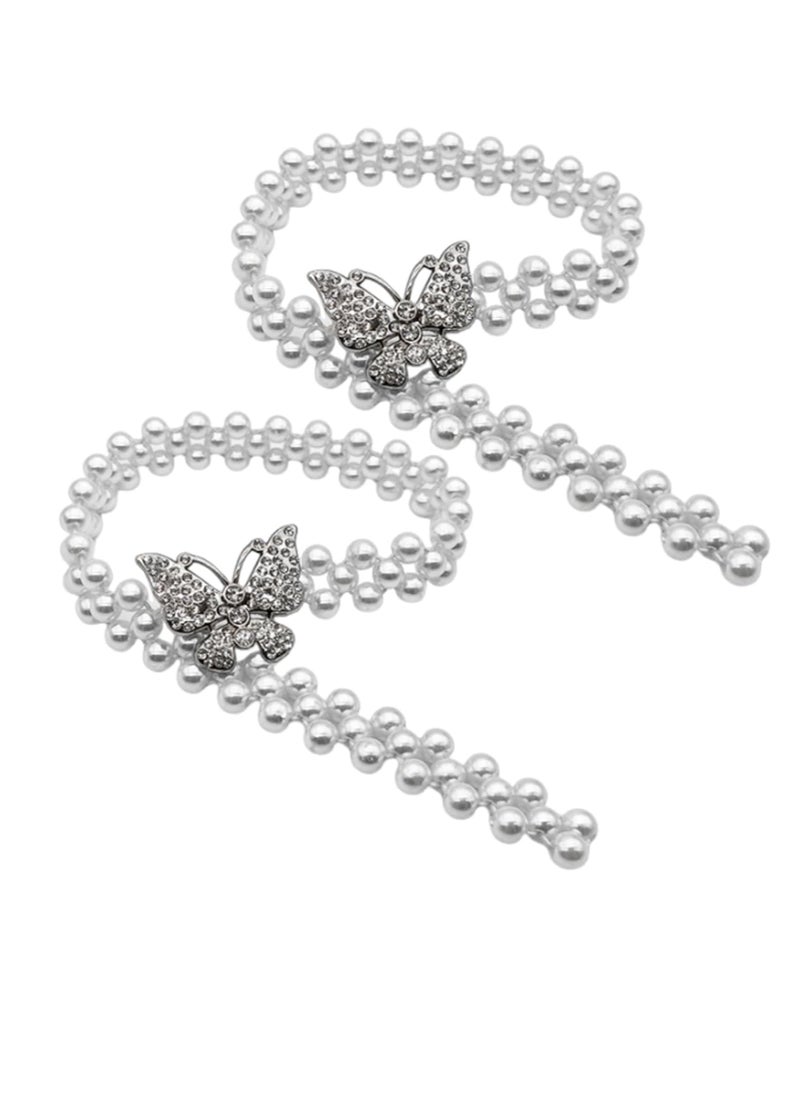 KASTWAVE - 2Pcs Curtain TieBacks, Butterfly Pearl Curtain Decorative Clips Rope Holdbacks Curtain Holder Buckles, Metal TieBacks for Home Office Hotel Window Drape Decorative - Image 1