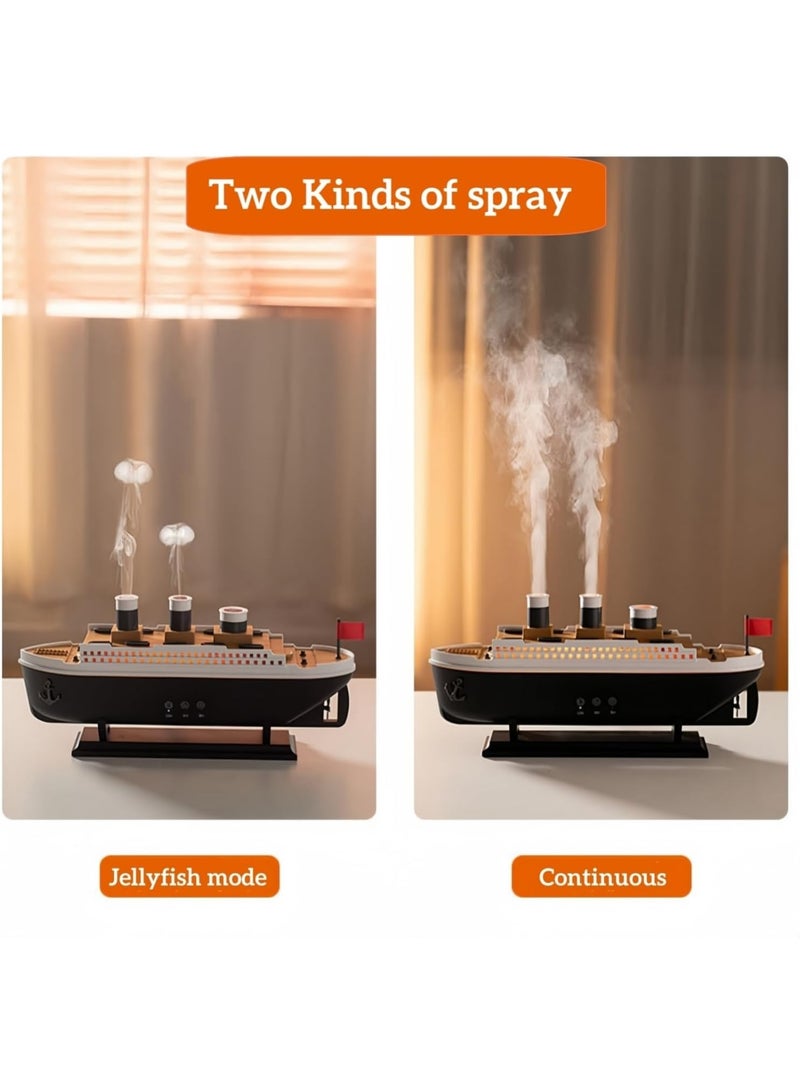 موزع زيوت عطرية ملون فواحة على شكل سفينة ومرطب للهواء بالموجات فوق الصوتية مع بخاخ على شكل قنديل البحر مع مؤقت إيقاف تلقائي سعة 250 مل - Image 4