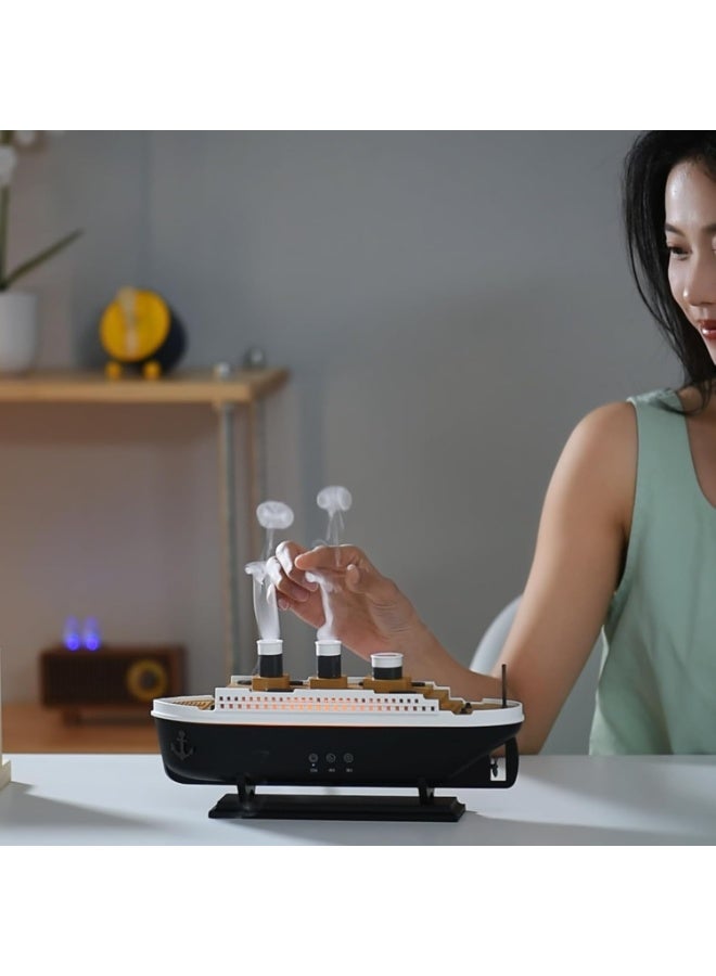 موزع زيوت عطرية ملون فواحة على شكل سفينة ومرطب للهواء بالموجات فوق الصوتية مع بخاخ على شكل قنديل البحر مع مؤقت إيقاف تلقائي سعة 250 مل - Image 3