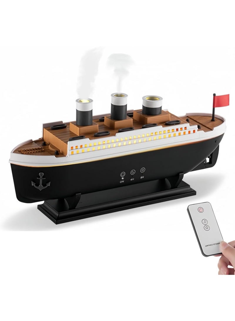 موزع زيوت عطرية ملون فواحة على شكل سفينة ومرطب للهواء بالموجات فوق الصوتية مع بخاخ على شكل قنديل البحر مع مؤقت إيقاف تلقائي سعة 250 مل - Image 1