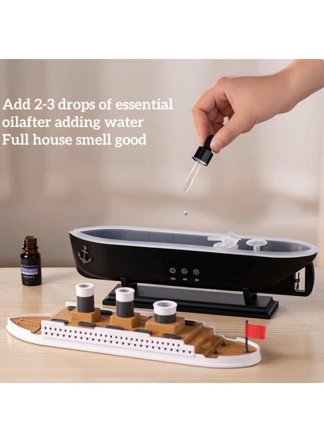 موزع زيوت عطرية ملون فواحة على شكل سفينة ومرطب للهواء بالموجات فوق الصوتية مع بخاخ على شكل قنديل البحر مع مؤقت إيقاف تلقائي سعة 250 مل - Image 5