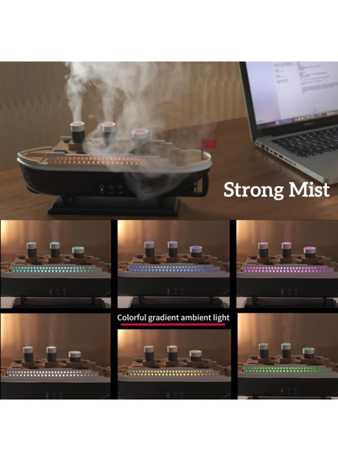 موزع زيوت عطرية ملون فواحة على شكل سفينة ومرطب للهواء بالموجات فوق الصوتية مع بخاخ على شكل قنديل البحر مع مؤقت إيقاف تلقائي سعة 250 مل - Image 2