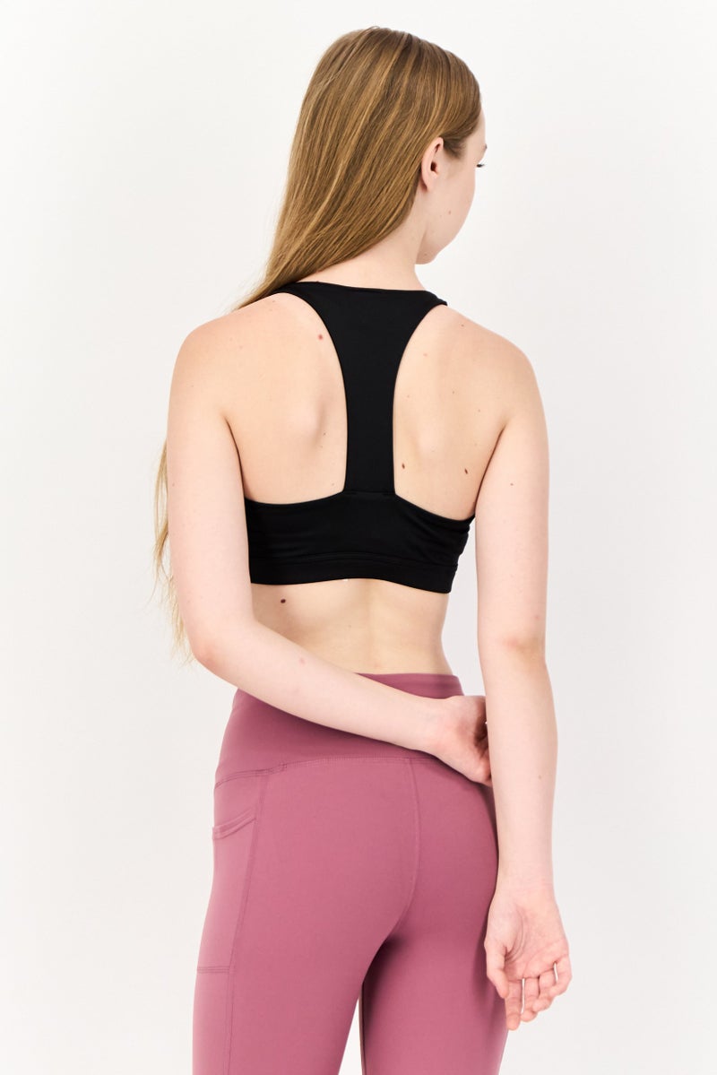 Reebok حمالة صدر رياضية مبطنة بشعار العلامة التجارية للنساء، سوداء - Image 3