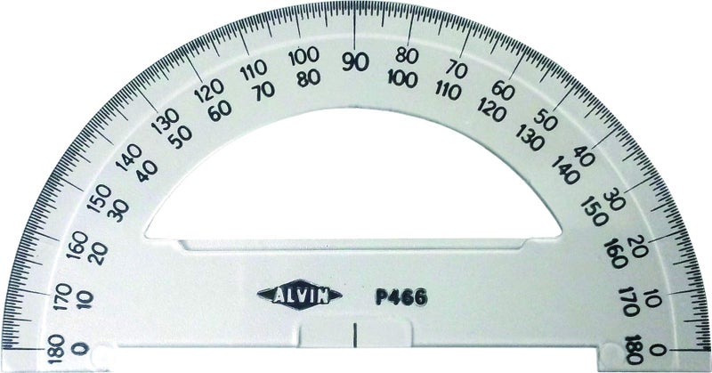 Alvin, P466, 6" Semicircular Protractors, 0.09" Thick Clear Plastic, School or Drafting Use - Image 1