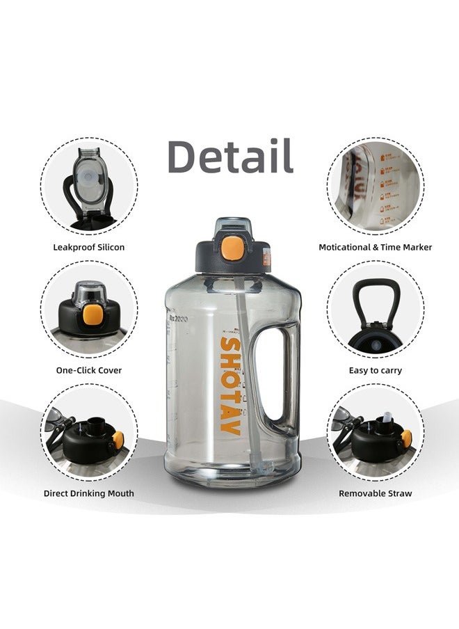 SHOTAY SHOTAY 1.5L Sports Water Bottles Half Gallon Motivational with Time Marker Removable Straw, BPA Free And Leakproof,  Big Water Jug  for Fitness, Gym, Sports And Camping.  - Image 3