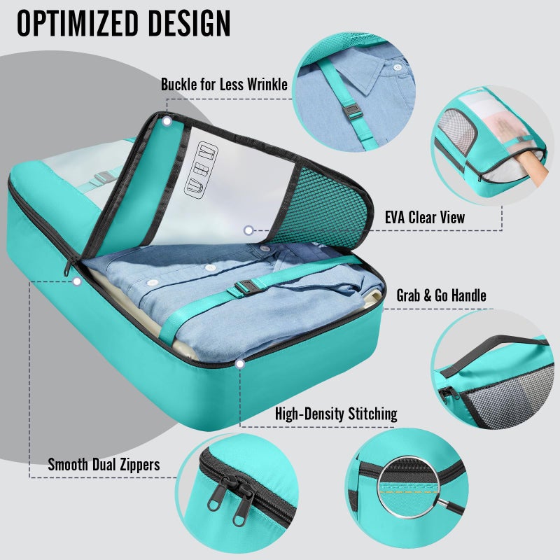 Veken 8 Set Packing Cubes for Travel Essentials, Suitcase Organizer Bags in 4 Sizes, Carry-On Luggage Accessories with Large Laundry & Hanging Toiletry Bag, Must-Have for Airplane, Road Trip & Camping - Image 4