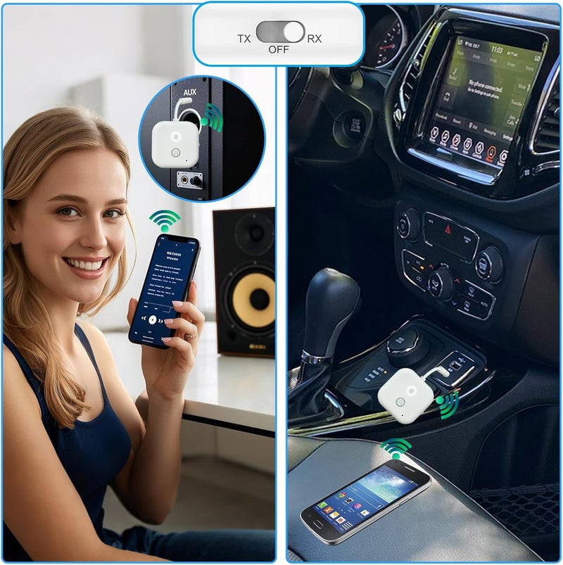 SZMDLX Upgraded Bluetooth 5.4 Transmitter Receiver for up to 2 Headphones,2-in-1 Wireless Transmitter Audio Adapter，Dual Link Bluetooth 3.5mm Aux Audio Adapter for in-Flight TV Airplanes Gym Car PC - Image 5