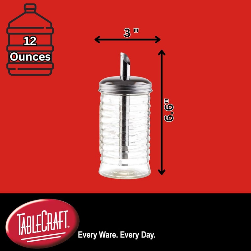 Tablecraft HBH860 Beehive Collection Sugar Pourer, 12 oz. Capacity, 6-5/8"H, Dishwasher Safe, Durable Stainless Steel Pour spout, Glass, Clear - Image 3