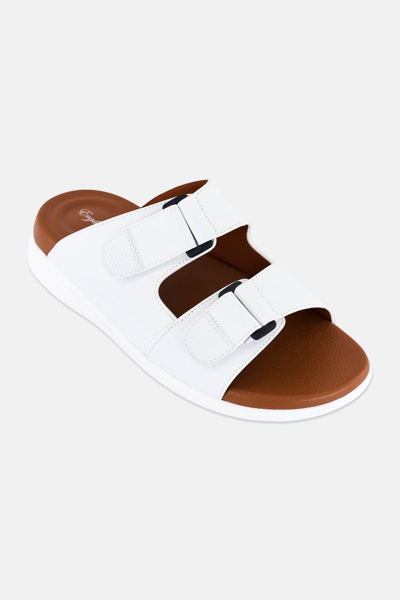English Laundry Men Slip On Arabic Sandals, White - Image 1