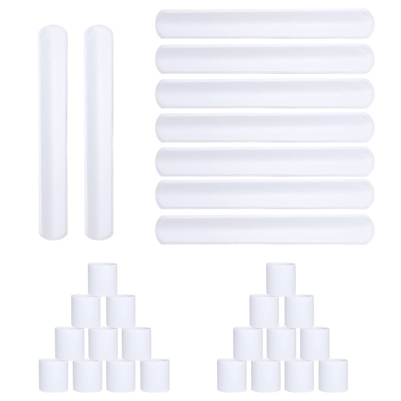 HappyHapi 42 Pack Slap Bracelets White, 8.7 x 1.2 Inch DIY Slap Bands Party Favors for Birthday,Halloween,Christmas, Blank Soft Wristband School Craft Projects, DIY Painting, Corsage, Vinyl Wrapping