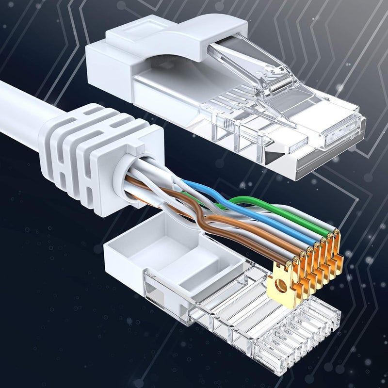 Sado كابل إيثرنت سادو بطول 10 متر Cat 5e، كابل LAN إنترنت، كابل توصيل بدون عوائق، مرن، شبكة، سرعة تصل إلى 1000 ميجابت في الثانية، موصل RJ45 للكمبيوتر، الخادم، الموجه، المودم، التلفاز - أبيض - Image 3
