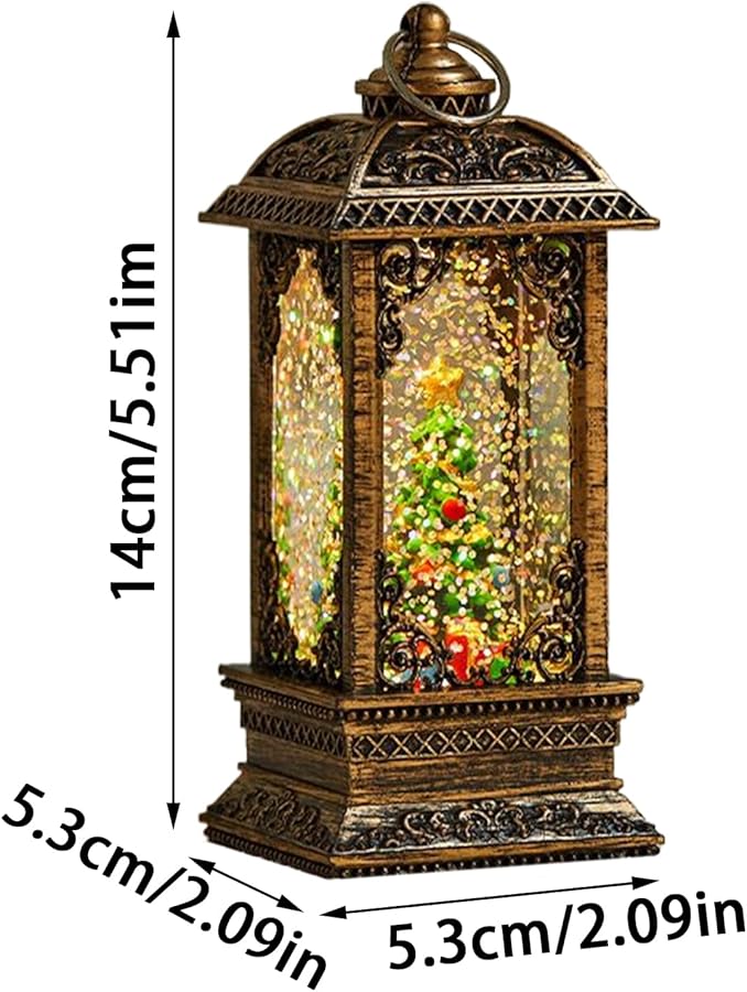 فانوس بريق شجرة الكريسماس زينة العطلات المضيئة مشهد سانتا كلاسيكي ثلجي - Image 3