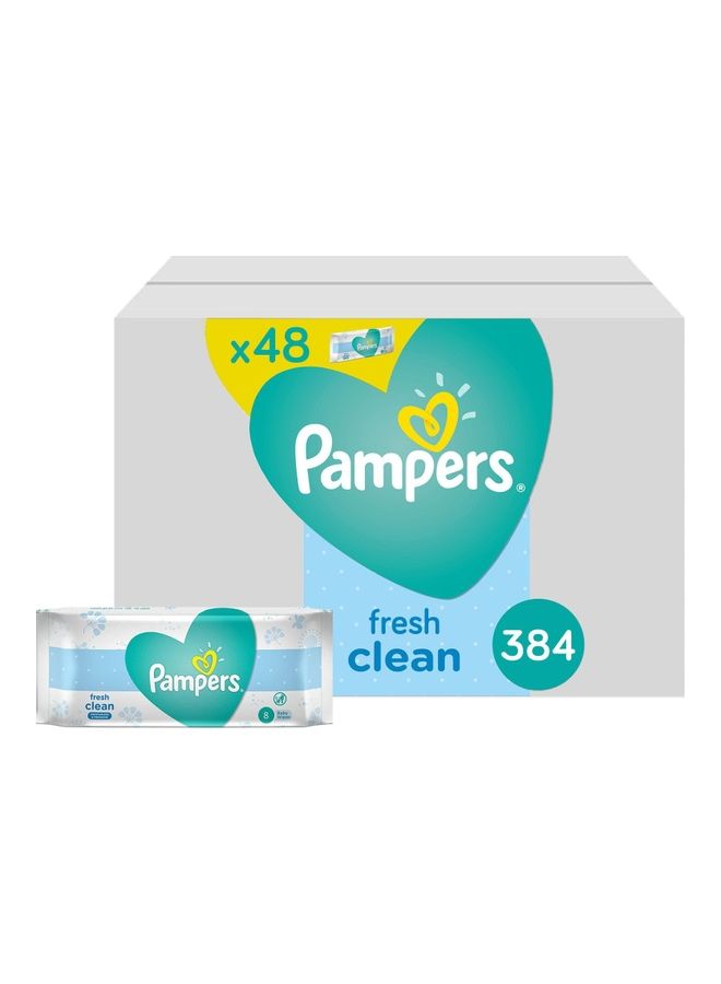 Pampers Fresh Clean Baby Wipes, 48 Packs x 8 Wipes, 384 Count - Image 1