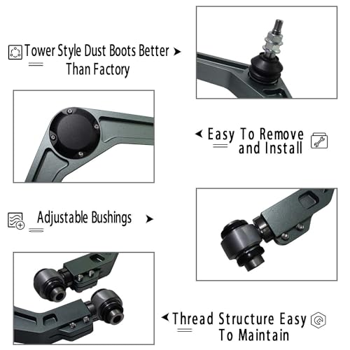 BST BSSP 2PCS f-150 Upgraded Aluminum Forged Front Upper Control Arms for 2-4 Lift Kit Compatible with 2004-2022 Ford F150 Suspension Leveling Lift FUCA W/Adjustable Ball Joints Rod End Bearing Bushing Gray - Image 2
