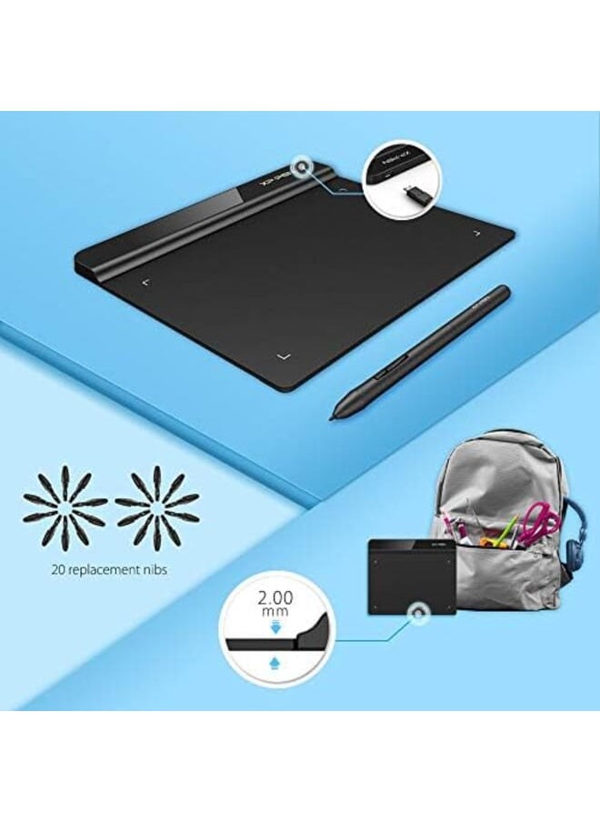 إكس بي-بن تابلت رسم جرافيك رفيع للغاية Starg640 مقاس 6 بوصة × 4 بوصة 8192 مستوى من حساسية الضغط قلم خالٍ من البطارية أسود  - Image 4